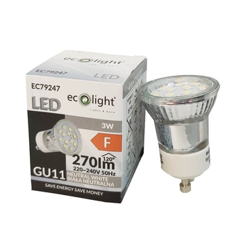 Żarówka LED GU11 3W 4000K 270lm barwa neutralna Ecolight