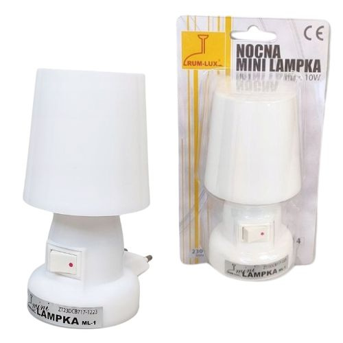 Lampka nocna mini IP20 BIAŁA do gniazdka RUM-LUX