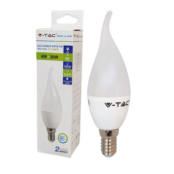 Żarówka LED E14 świeczka 4W 4000K 320lm barwa neutralna V-TAC