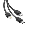 Kabel USB 3w1 USB do microUSB, USB-C, Lightning  1m 2.1A czarny NB103 XO