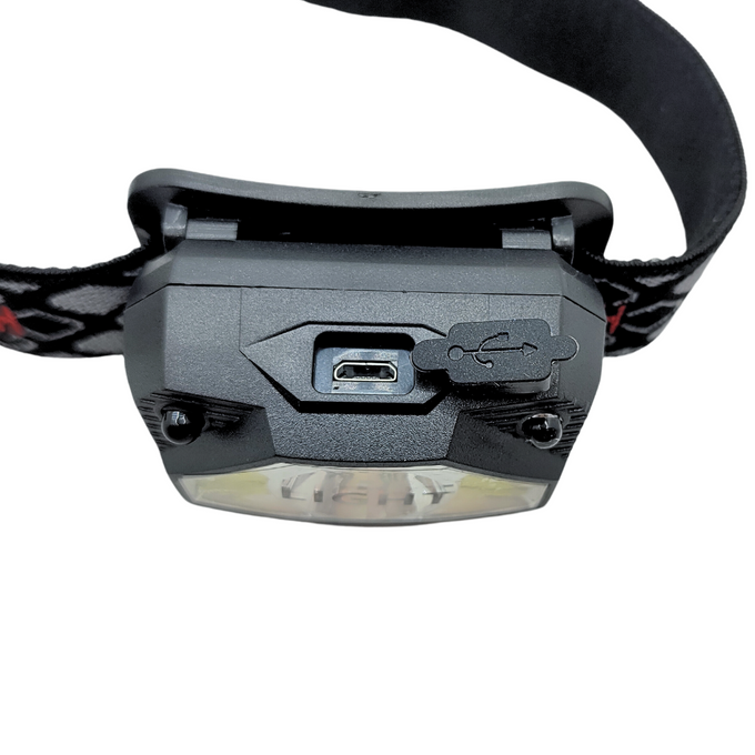 Latarka czołowa LED akumulatorowa 200lm USB czujnik + RED DIOLED