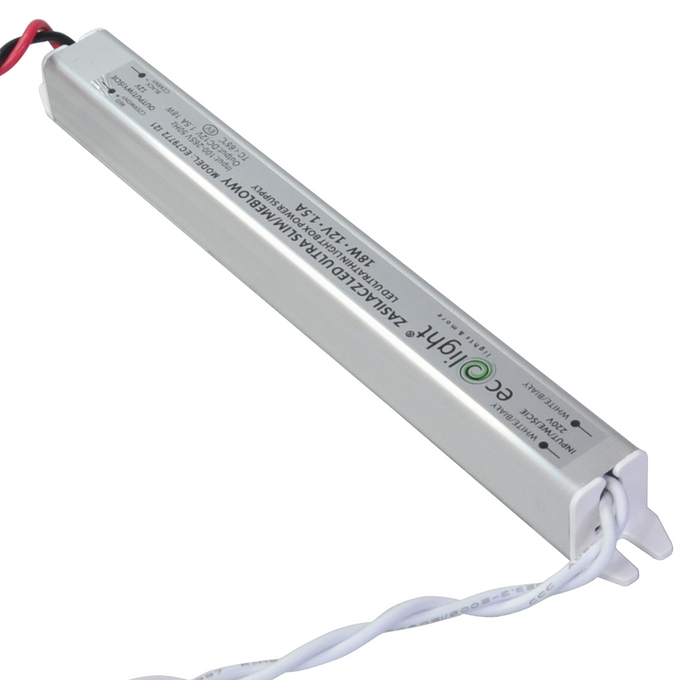 Zasilacz LED 12V 18W 1.5A IP20 SLIM MEBLOWY Ecolight