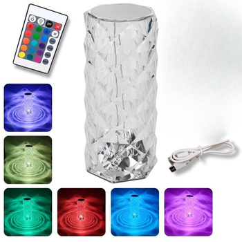 Lampka bezprzewodowa LED RGB + pilot KRYSZTAŁ USB-C Q004R