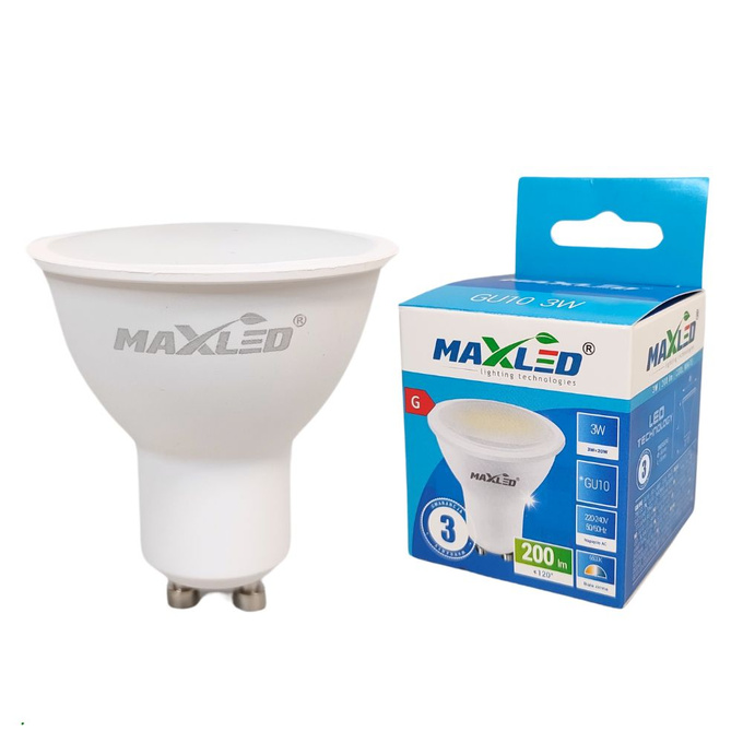 Żarówka LED GU10 3W 6500K 200lm zimna MAXLED