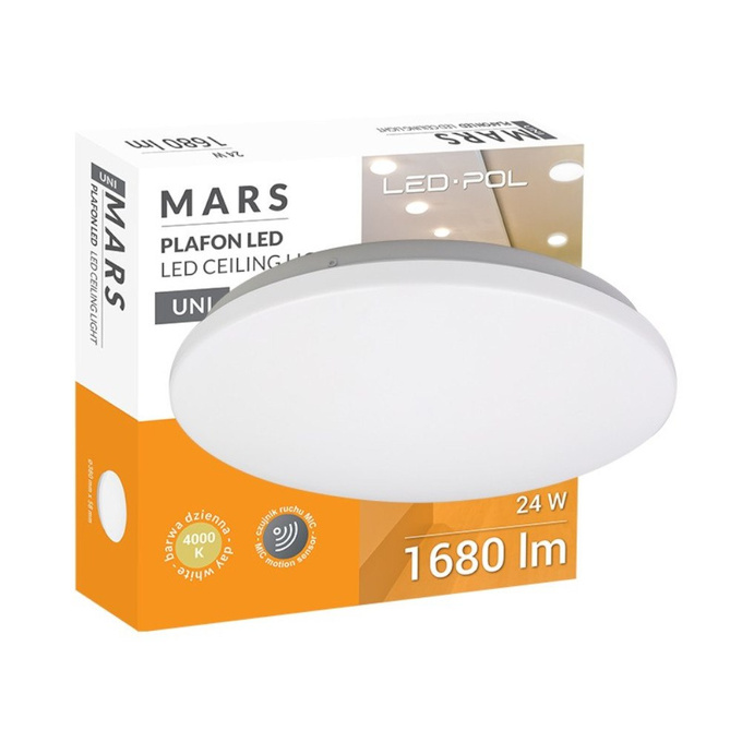 Plafon lampa sufitowa LED MARS 24W 4000K 2000lm z czujnikiem ruchu Led-Pol