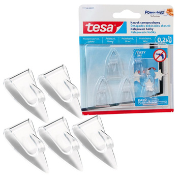Haczyk samoprzylepny POWERSTRIPS 0,2kg 5szt przezroczysty TESA