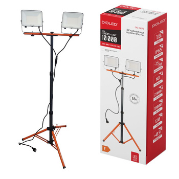 Naświetlacz LED  2x 50W 4000K 5000lm IP65 + STATYW kabel 1.8m DIO-0679 Dioled