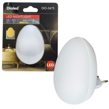 Lampka nocna LED 0,5W 2700K do kontaktu JAJKO czujnik zmierzchu DIO-0475 Dioled