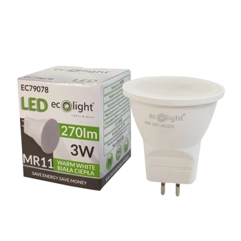 Żarówka LED 12V MR11 3W 3000K 270lm barwa ciepła Ecolight