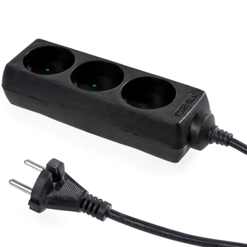 Przedłużacz 3 gniazda bez uziemienia 3m 10A Czarny Plastrol