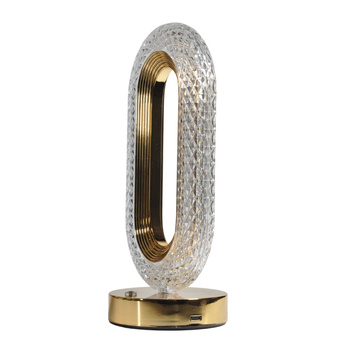 Lampka dekoracyjna LED  KRYSZTAŁ ELIPSA bezprzewodowa ZŁOTA USB-C Q015G