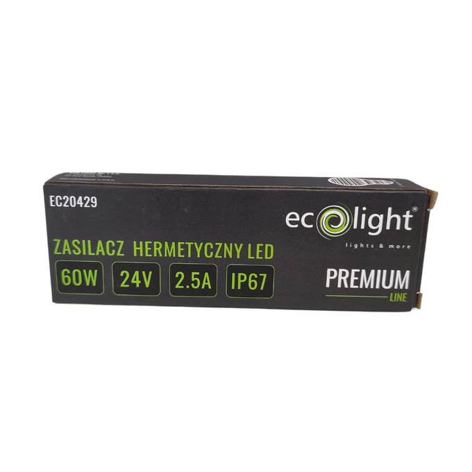 Zasilacz LED 24V 60W 2.5A IP67 hermetyczny PREMIUM Ecolight