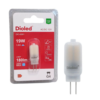 Żarówka LED 12V G4 1,8W 6500K 180lm barwa zimna kapsułka Dioled