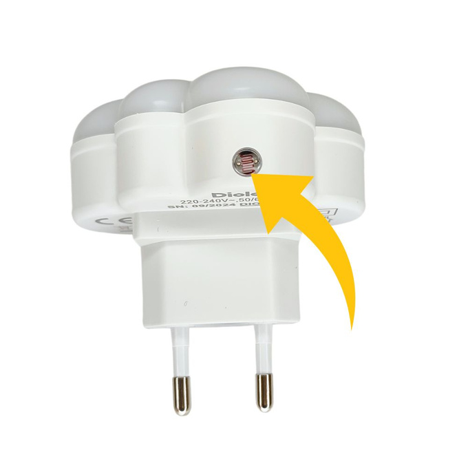 Lampka nocna LED 0,5W 2700K do kontaktu CHMURKA czujnik zmierzchu DIO-0477 Dioled