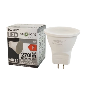 Żarówka LED 12V MR11 3W 4000K 270lm barwa neutralna Ecolight