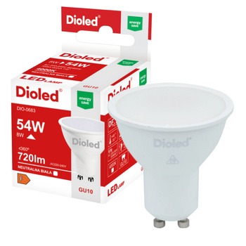 Żarówka LED GU10 8W 4000K 720lm barwa neutralna DIO-0683 Dioled