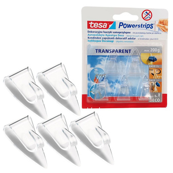 Haczyk samoprzylepny POWERSTRIPS 0,2kg 5szt przezroczysty TESA