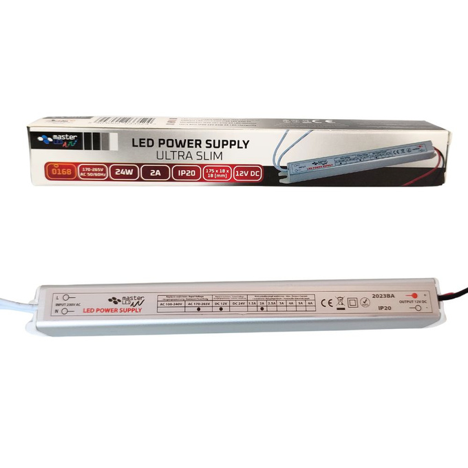 Zasilacz LED 12V 24W 2A IP20 ultra slim 0168 MasterLED