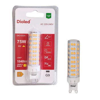 Żarówka LED G9 8W 3000K 1040lm barwa ciepła kapsułka Dioled