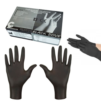 Rękawice jednorazowe ochronne CZARNE M 100szt nitrylowe CONSORTE DOVE