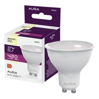 Żarówka LED GU10 5W 3000K 420lm barwa ciepła A001 Aura