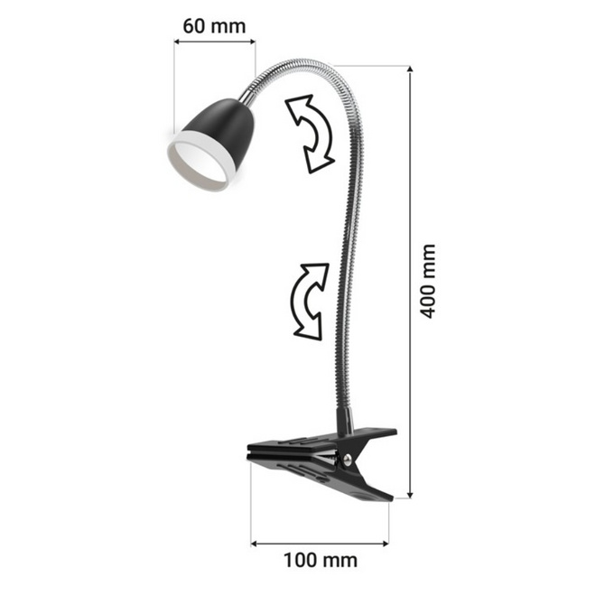 Lampka nocna LED 3W 3000K 240lm KLIPS LARUS CZARNA Led-Pol