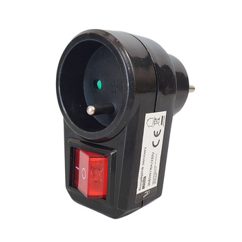 Gniazdo z włącznikiem 2P+Z czarny LAMEX