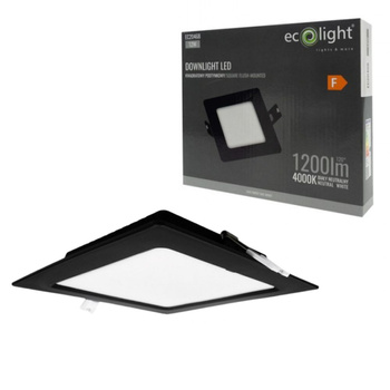 Oprawa LED kwadratowa 12W 1200lm 4000K czarna IP20 podtynkowa EC20468 Ecolight