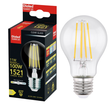 Żarówka LED A60 E27 11W 4000K 1521lm barwa neutralna filament DIO-0691 Dioled