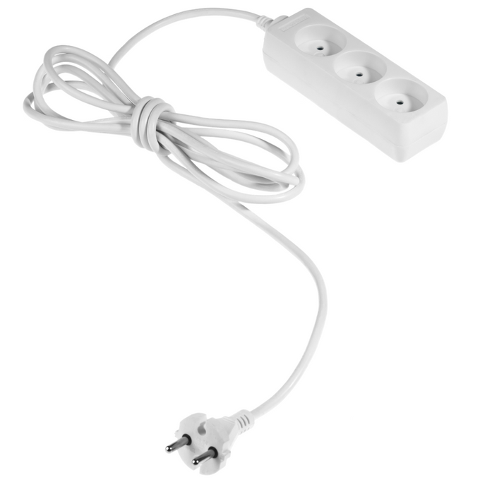 Przedłużacz 3 gniazda bez uziemienia 3m 10A Biały Plastrol
