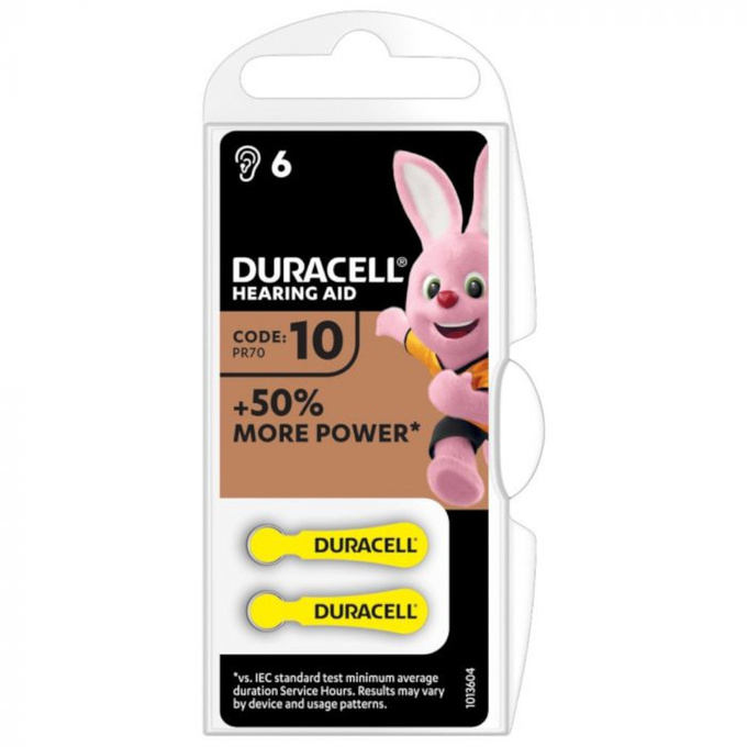 Baterie do aparatów słuchowych 10 PR70 Blister 6 sztuk Duracell Activair