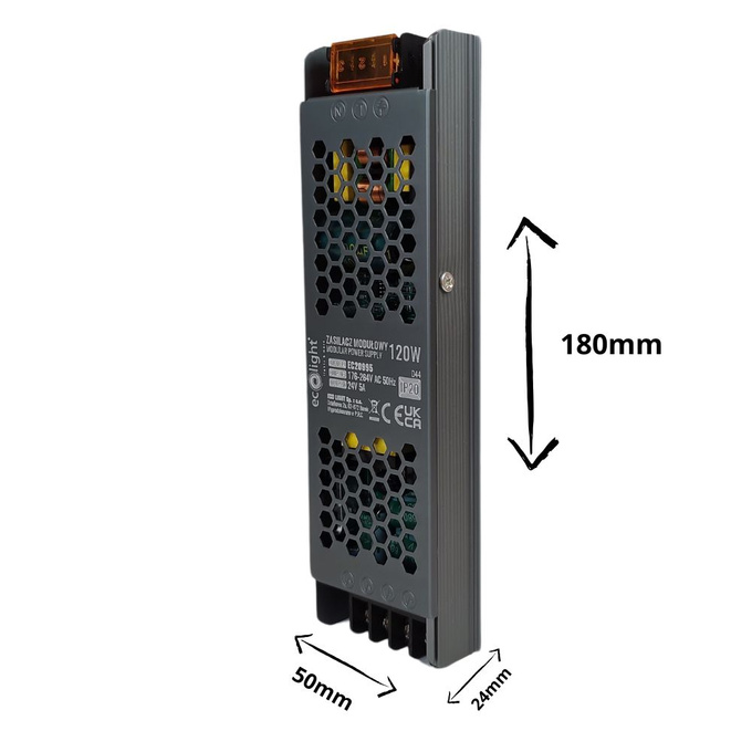 Zasilacz LED 24V 120W 5A IP20 modułowy slim PREMIUM Ecolight