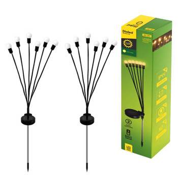 Lampa solarna wbijana 6x kulka LED barwa ciepła 2 sztuki Dioled