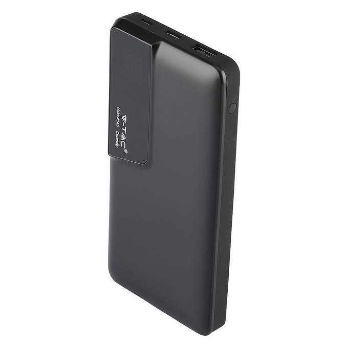 Powerbank 10000mAh microUSB, USB-C, USB czarny V-TAC