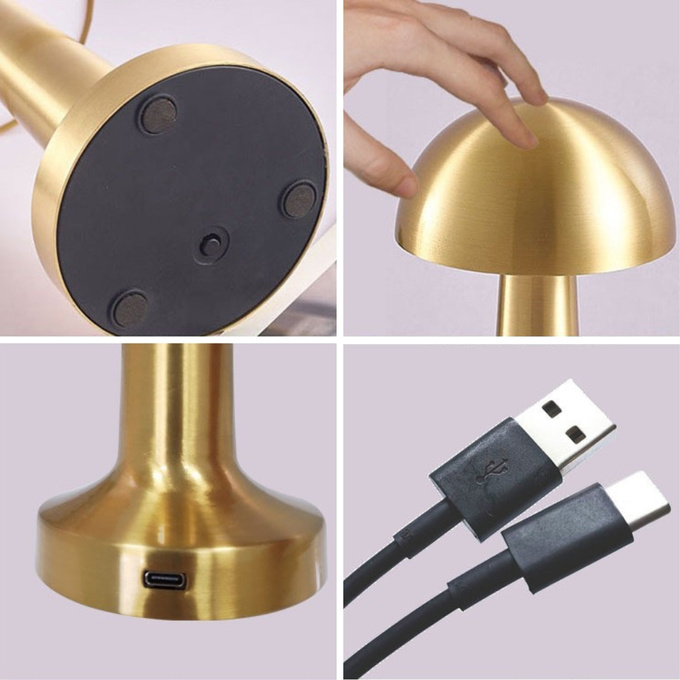 Lampka bezprzewodowa dekoracyjna LED 3W 40lm CCT 3 barwy światła złota USB-C Q042C