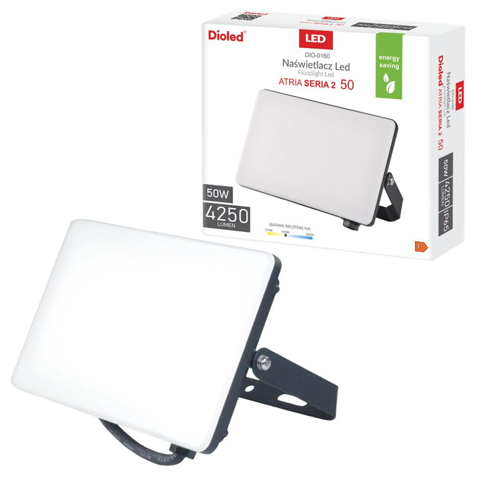 Naświetlacz halogen LED ATRIA MAT 50W 4000K 4250lm IP65
