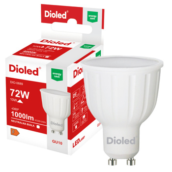 Żarówka LED GU10 10W 4000K 1000lm barwa neutralna DIO-0689 DIOLED