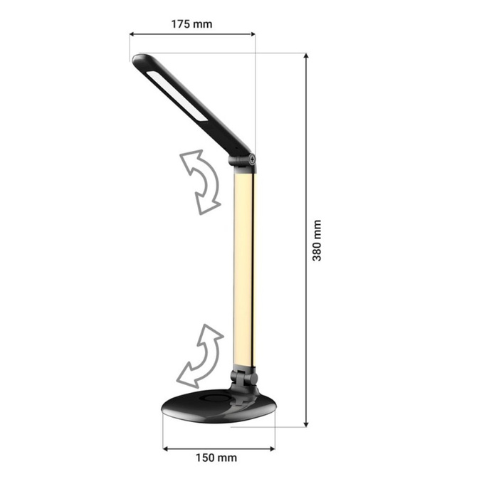 Lampka biurkowa LED 9W 520lm 3000K - 6000K CCT PICA CZARNA Led-Pol