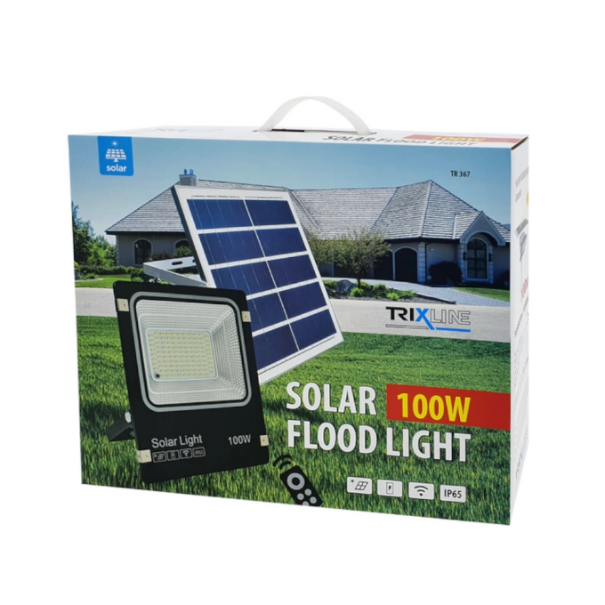 Naświetlacz solarny LED 100W 6500K 10000lm IP65 czujnik ruchu pilot Trixline