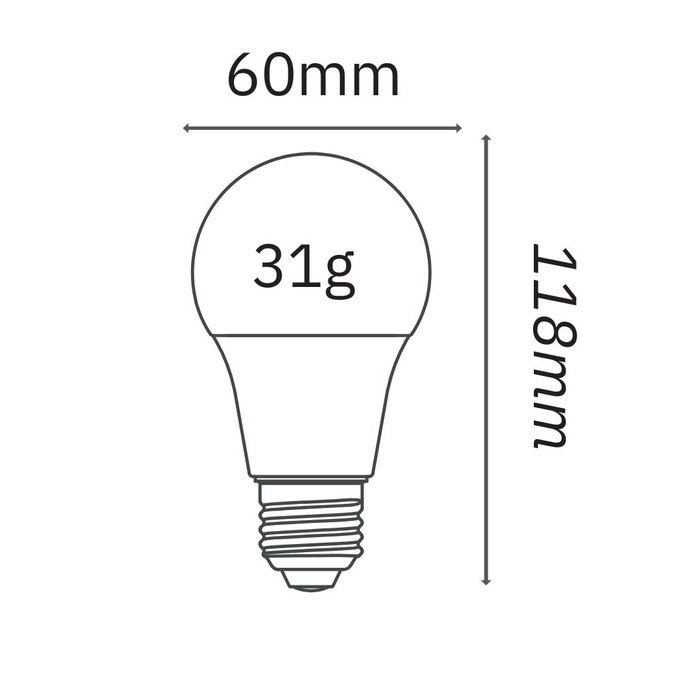 Żarówka LED A60 E27 12W 6500K 1100lm barwa zimna A006 Aura