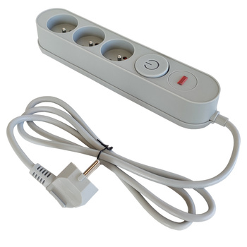 Listwa antyprzepięciowa 3 gniazda 5m z włącznikiem SZARA Plastrol