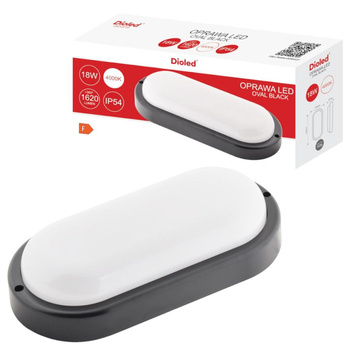 Oprawa kanałowa LED 18W 4000K 1620lm IP54 czarna owal Dioled