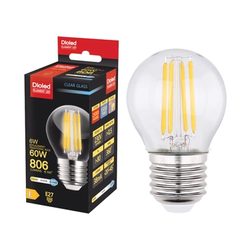 Żarówka LED P45 kulka E27 6W 6500K 806lm filament barwa zimna Dioled