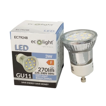 Żarówka LED GU11 3W 6500K 270lm barwa zimna Ecolight