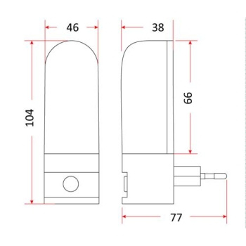 Lampka nocna LED 1W do gniazdka biała czujnik zmierzchu LN-08