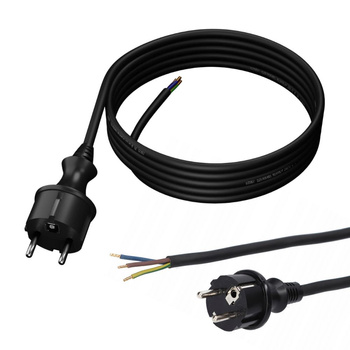 Kabel przewód przyłączeniowy z wtyczką prostą 3x1.5 3m czarny PLASTROL