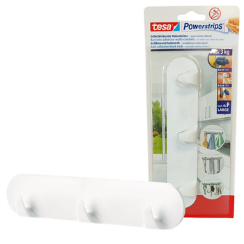 Wieszak samoprzylepny POWERSTRIPS 3kg potrójny biały TESA