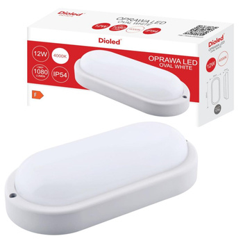 Oprawa kanałowa LED 12W 4000K 1080lm IP54 biała owal Dioled