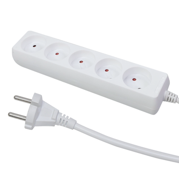 Przedłużacz 5 gniazd bez uziemienia 5m 10A Biały Plastrol