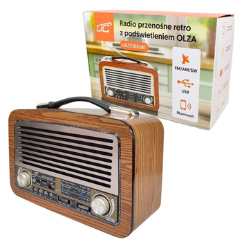 Radio przenośne RETRO FM USB 230V baterie akumulator OLZA LTC102UBT
